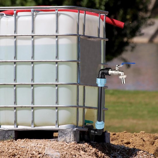 Raccord Robinet IBC 3/4" Avec Col De Cygne - Laiton Et PE - Pour Réservoir IBC 1000L, Récupération Eau De Pluie - Installation Facile Avec Raccord S60x6