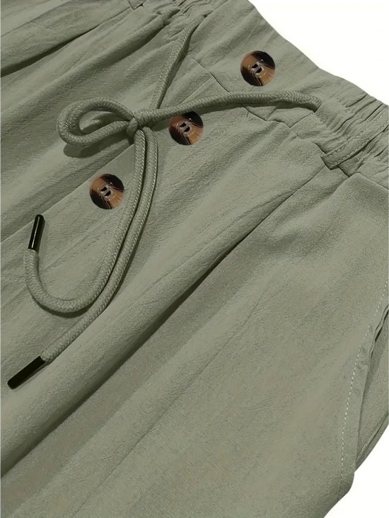 Pantalon en lin Nivard pour homme - Pantalon d'été - Adultes - Pantalon long - Pantalon de plage - Été - Style Ibiza - Vert - Taille XXL
