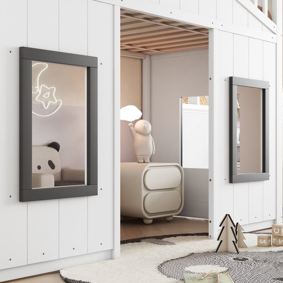 Lit mezzanine Sweiko - 90 x 200 cm - Protection contre les chutes - Pin et MDF - Wit