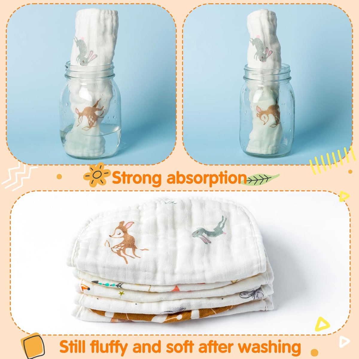 Image of 6 stuks babyslabbetjes met verstelbare drukknopen, slabbetjes om te voeden, voor jongens en meisjes, biologisch katoen, afwasbaar, waterdicht, kinderslabbetjes, Meerkleurig