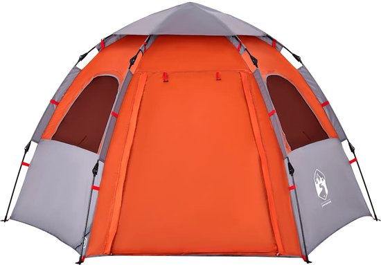 vidaXL 4-persoons Kampeertent Grijs/Oranje Kampeertent - Tent - Bungalowtent - Gezinstent - Outdoor van Vidaxl — afbeelding 3