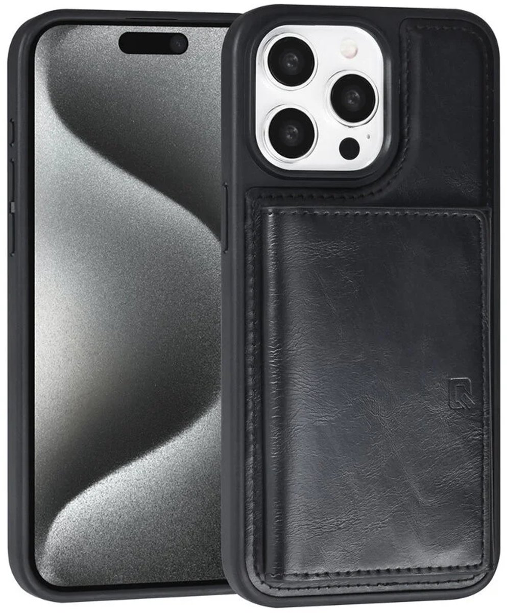 TUNIQ iPhone 15 Pro Max Backcover hoesje met afneembare Pasjeshouder - Zwart