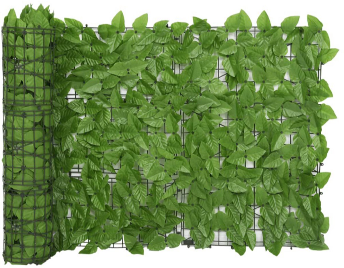 Balkonscherm met groene bladeren 300x75 cm