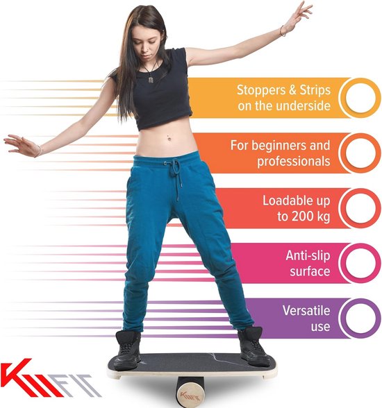 Pedalo Rola-Bola Fun – Planche D'Équilibre Sur Rouleau – Sport, Coordination, Entraînement – Charge Max 120 Kg – Enfants/Ados/Adultes
