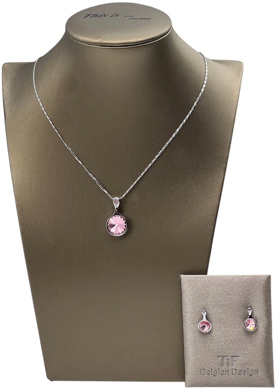 TIF - Bijoux - Parure pour femme - Collier - Boucles d’oreilles - Argent - 45 cm