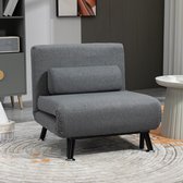 Merax Fauteuil Slaapbank - Uitklapbare 1 Persoonsbed of Slaapstoel - Zetelbed - Zeer Comfortabele Vouwbed - Grijs