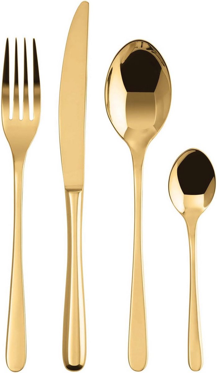 Gouden Bestekset 24-delig - Vaatwasmachinebestendig - Elegante Knop