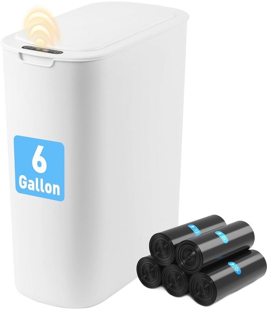 ELPHECO 13.24 Liters Waterproof Motion Sensor Bedroom Trash Can with Lid, 3.5 US Liquid Gallon, Automatic Contactless Trash Can for Bathroom Living Room Office, Gold
