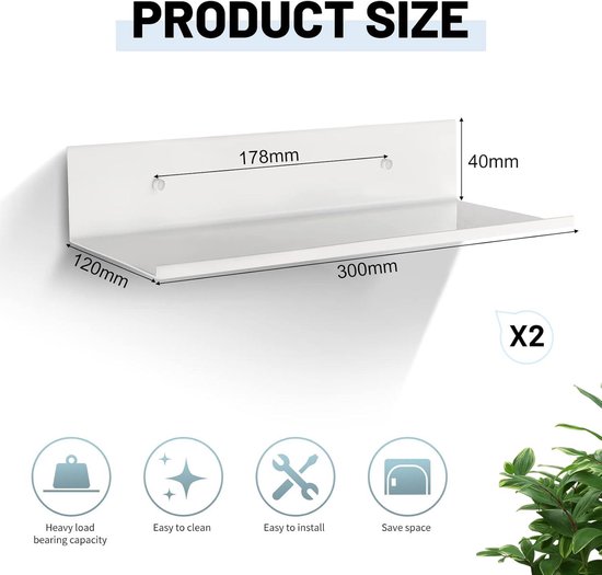 Candala Zwevende Planken Voor Aan De Muur, 40cm Eiken Zwevende Wandplanken Diepe Houten Wandgemonteerde Planken Boekenplanken Voor Woonkamer Badkamer Slaapkamer Keuken Opslag Organizer Set Van 2