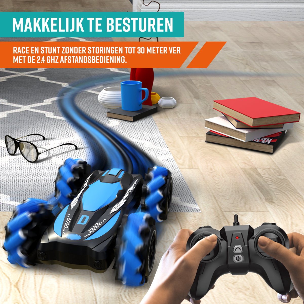 Napi Bestuurbare Auto - RC Stunt Car met 2 Accu’s - Speelgoed Auto voor Jongens - Buitenspeelgoed - Race Autos - Speelgoedauto Buiten - Radiografisch - Slidestorm — afbeelding 2