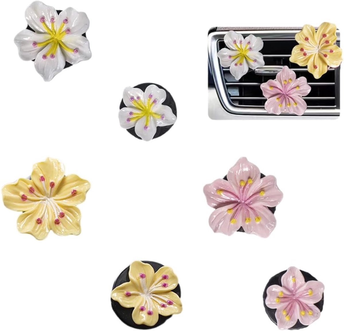 Clip voor auto-luchtverfrisser - 6 stuks - Bloemen ventilatie clip - Auto accessoires en interieurdecoratie