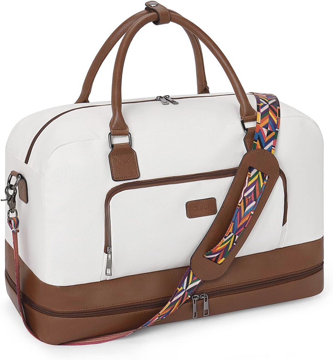 Reistas voor dames – PU-leer schoudertas met schoenenvak, weekendtas en handbagage
