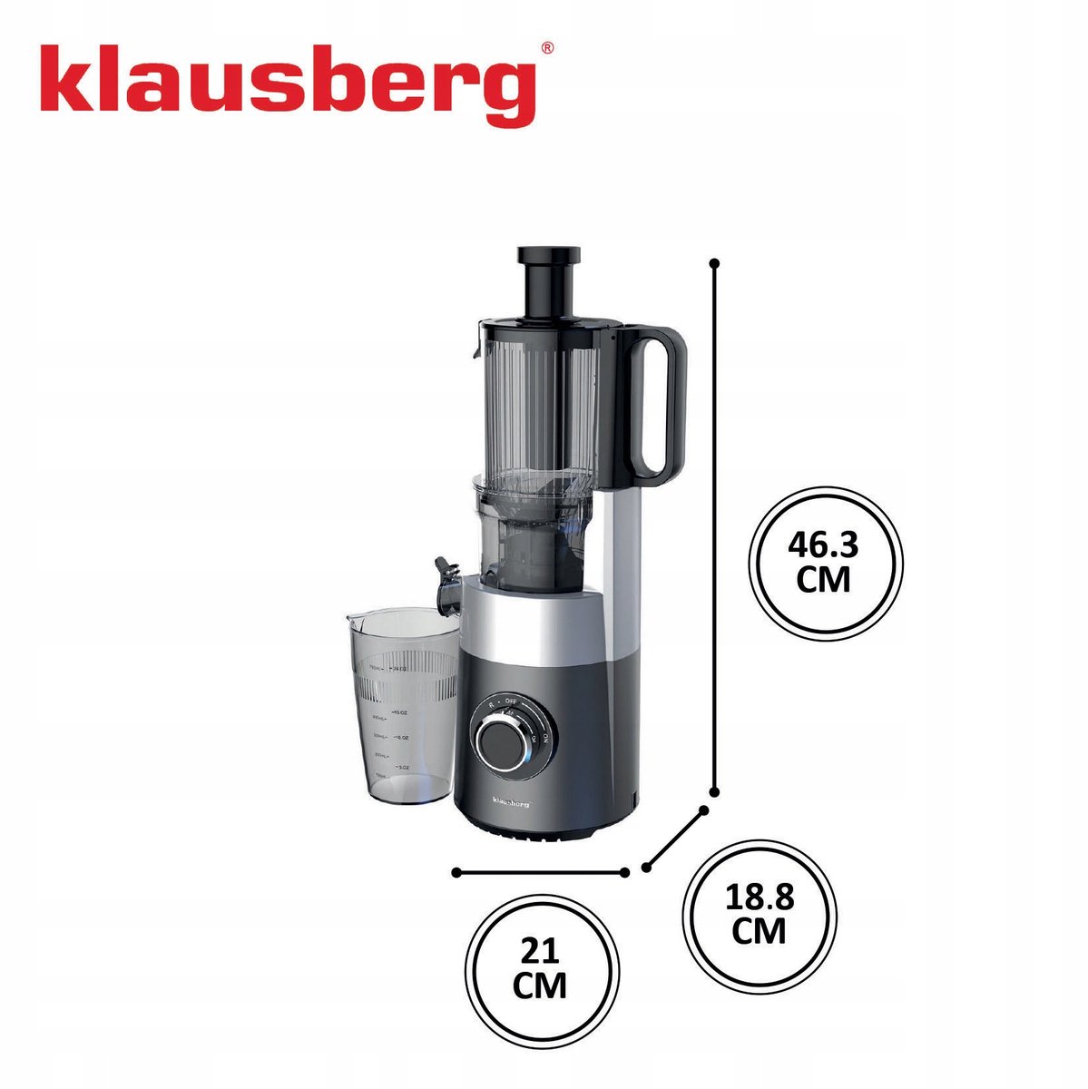 Klausberg KB-7881 Slowjuicer – Groenten- en Fruitpers | Cold Press | Brede XXL 113mm Invoer | RVS Behuizing | Stille Werking thumbnail 3