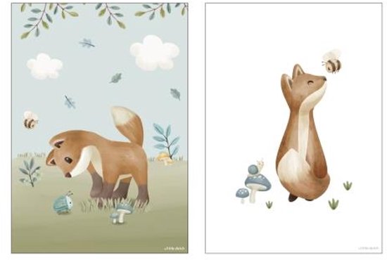 Little Dutch Poster - Maat A3 - Poster Kinderkamer Jongens & Meisjes - Multicolour - Forest Friends