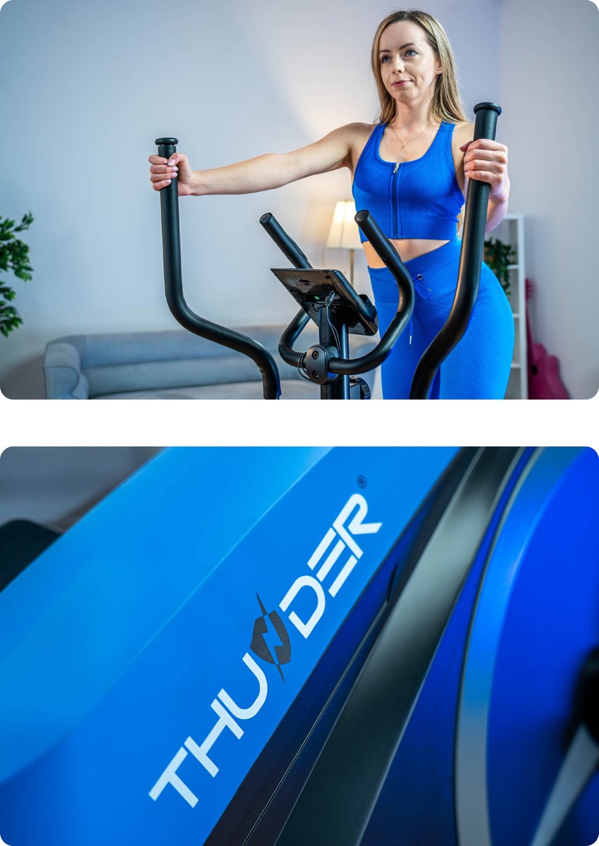 Afbeelding 2 van THUNDER® Crosstrainer | ATROX | Elliptische trainer | Polssensor | Antislippedalen | Flessenhouder + drinkfles | Transportwielen | Hartslagsensoren | Stelvoetjes | Fitness | Stille werking | Max. 110 kg