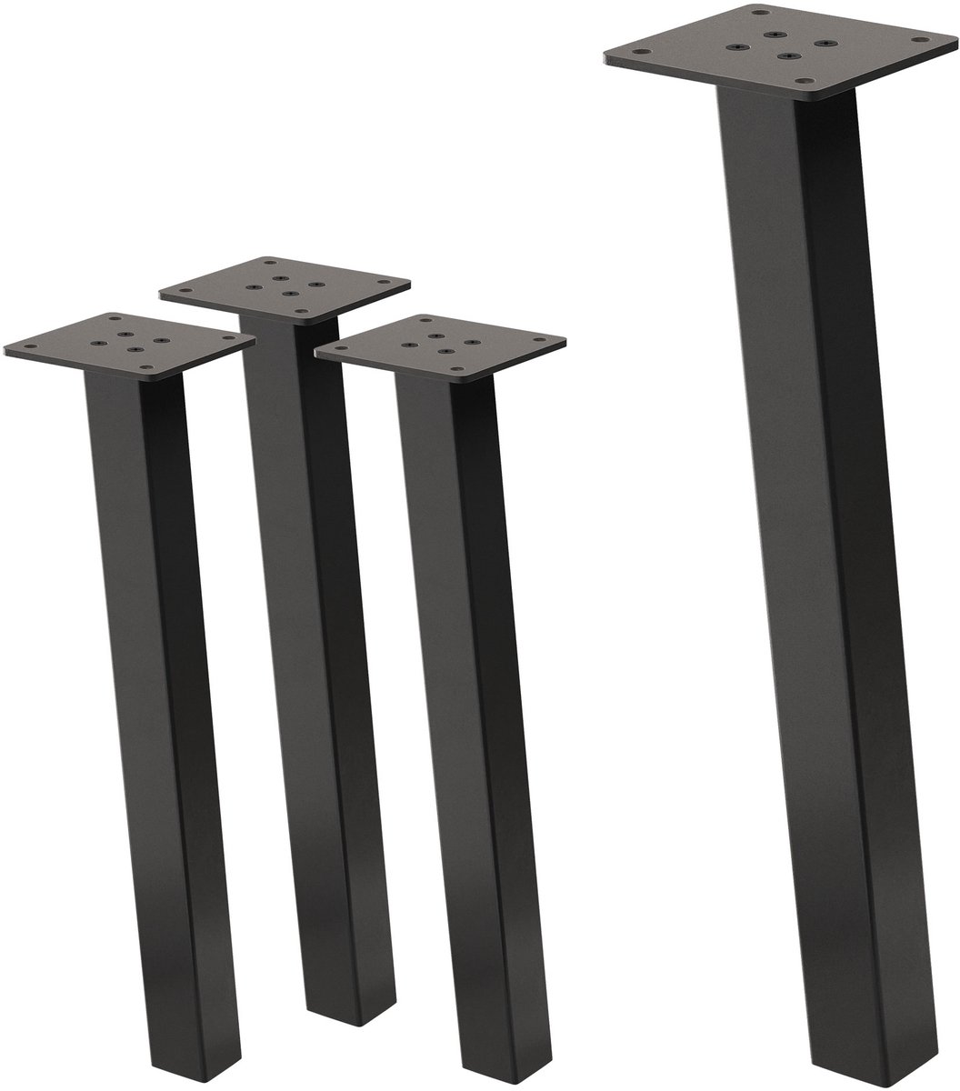 ml-design Set van 4 tafelpoten schuin 42 cm donkergrijze look industrieel gemaakt van gepoedercoat staal profiel 4x4cm I-vorm 96° helling ML ontwerp Donkergrijs