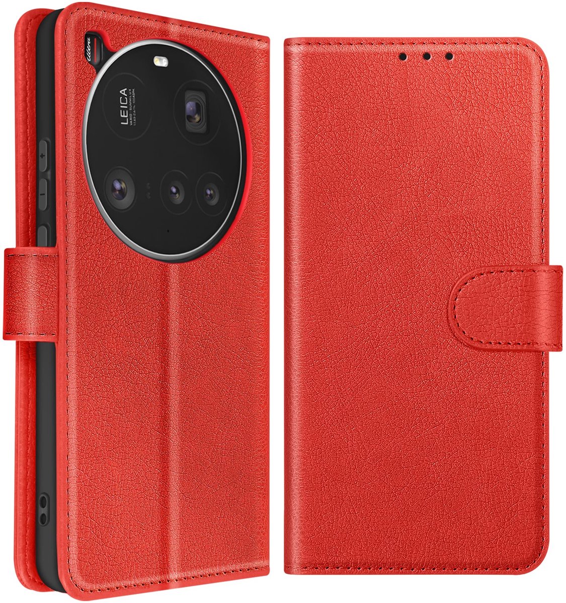 Avizar Hoesje Geschikt voor Xiaomi 15 Ultra Clap Wallet en Videohouder, Rood