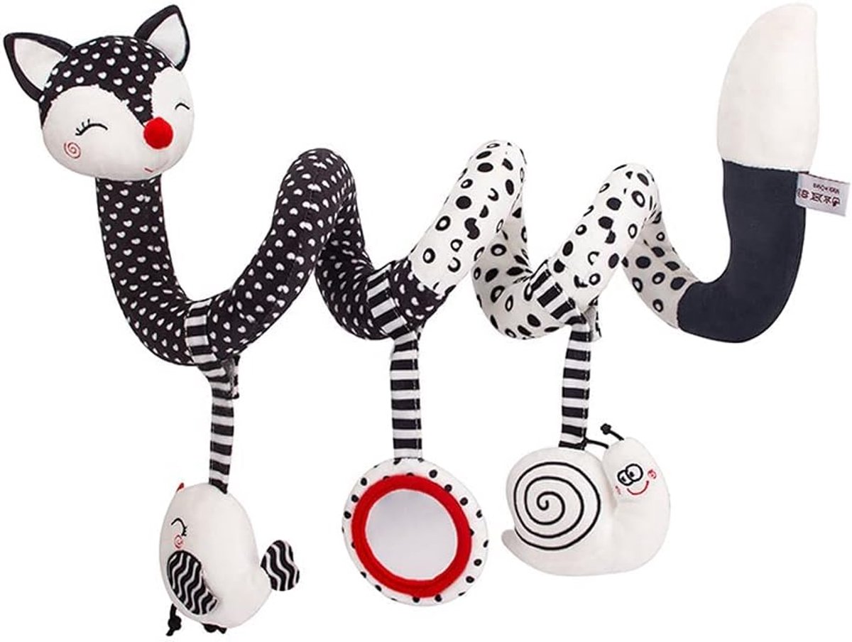 Image of Activiteitsspeelgoed voor Pasgeborenen - Pluche Dieren en Rammelspeelgoed in Zwart-Wit