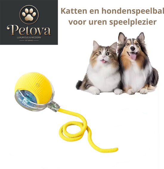 Petova® - Hondenspeelgoed - Puppy speelgoed - Hondenspeeltjes - Honden speelgoed intelligentie - Hondenbal - Kattenspeeltjes - kattenspeelgoed - kattenspeelgoed intelligentie - kattenspeelgoed elektrisch - interactief kattenspeelgoed - Geel