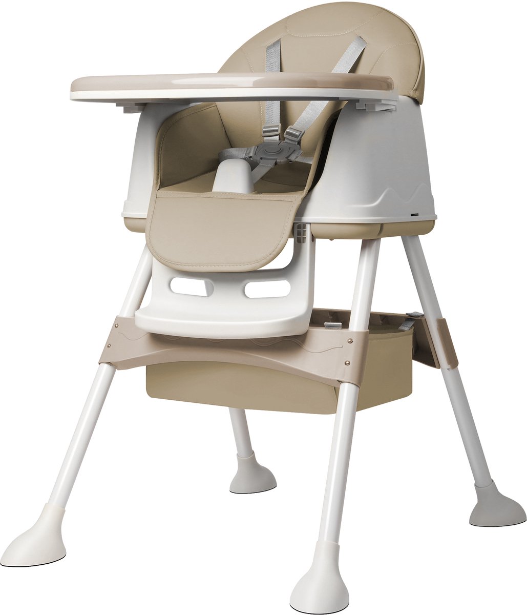Aufun 3-In-1 Kinderstoelen, Kinderstoel, Eettafel, Babystoel, Babywalker, Babywalker, Stoelverhoger, Kinderzitje Voor Baby'S Van 6-36 Maanden, Tafel, Stoel Met Tafel En Wielen, Dienblad, Draagbaar, Beige