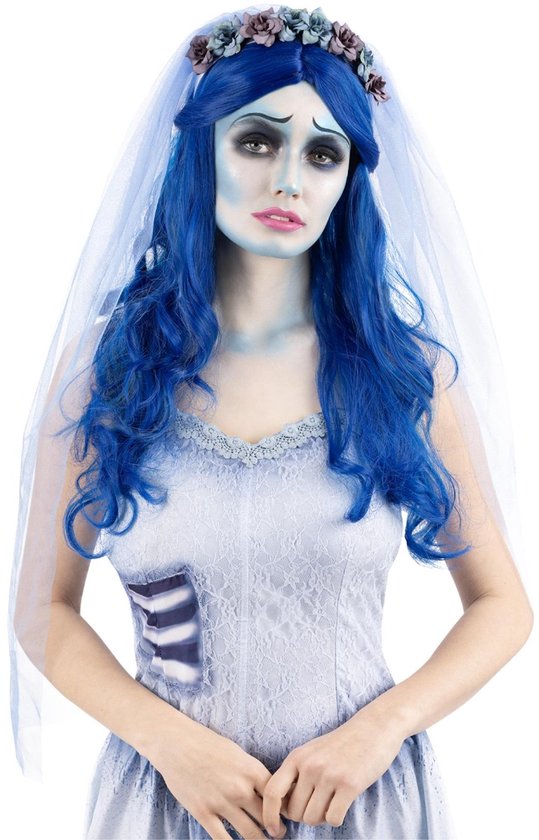 Smiffys - Corpse Bride Emily Pruik - Blauw