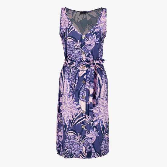 TwoDay dames jurk mouwloos met bloemenprint paars - Maat M