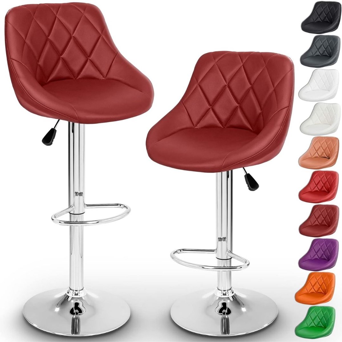 CRLYN® Barkrukken set Van 2 - Barkruk met Rugleuning - Barstoel - Rood