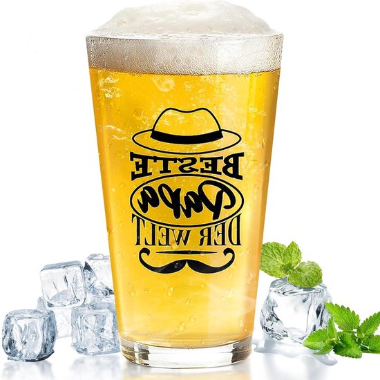 Bierpul van Helder Glas - Beste Papa van de Wereld - 480 ml - Tarweglas