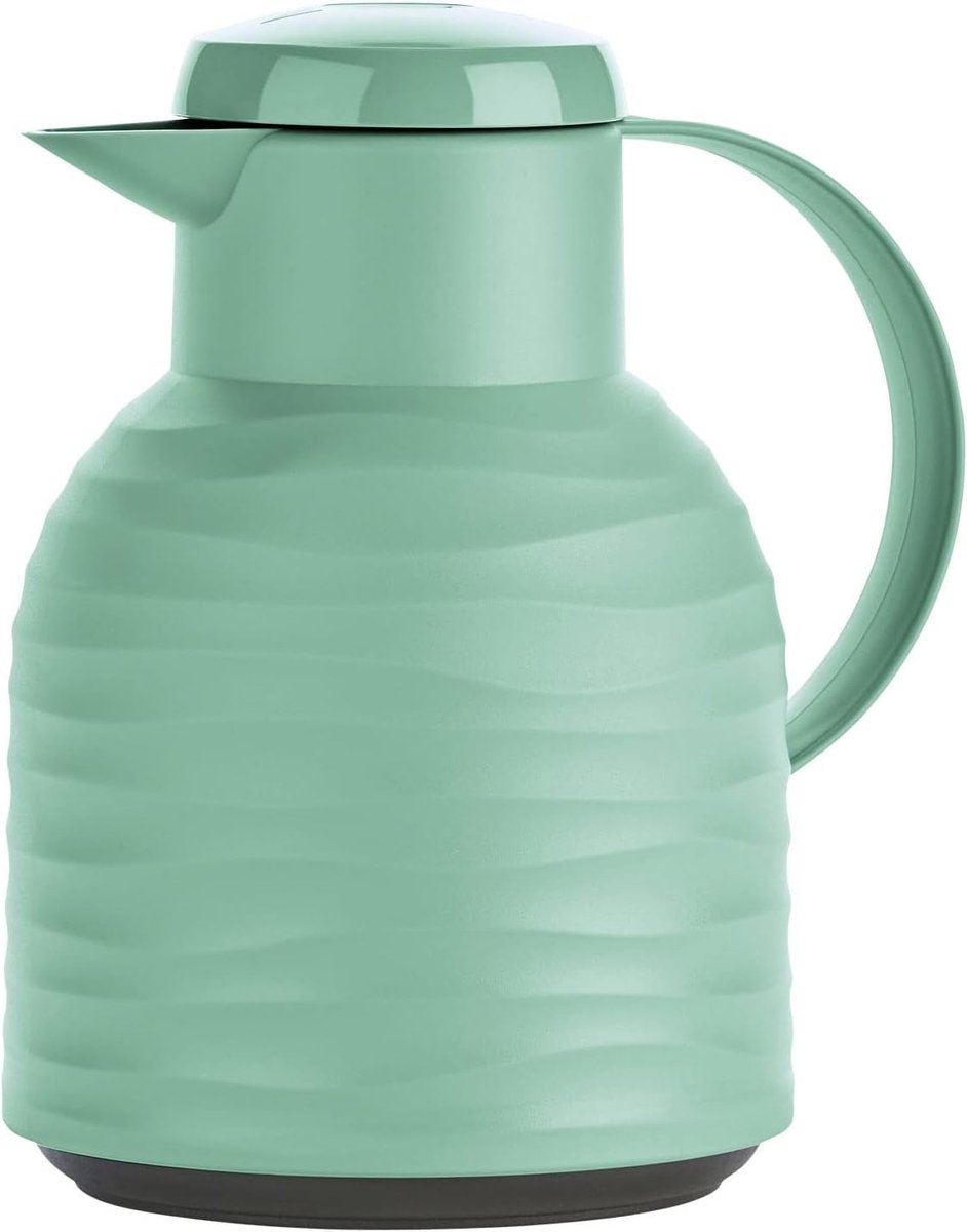 Isolerende Koffiekan 1,0 Liter | Dubbelwandig Glas | 12 Uur Warm / 24 Uur Koud | Praktische Quick-Press Sluiting | Trendy Golfpatroon