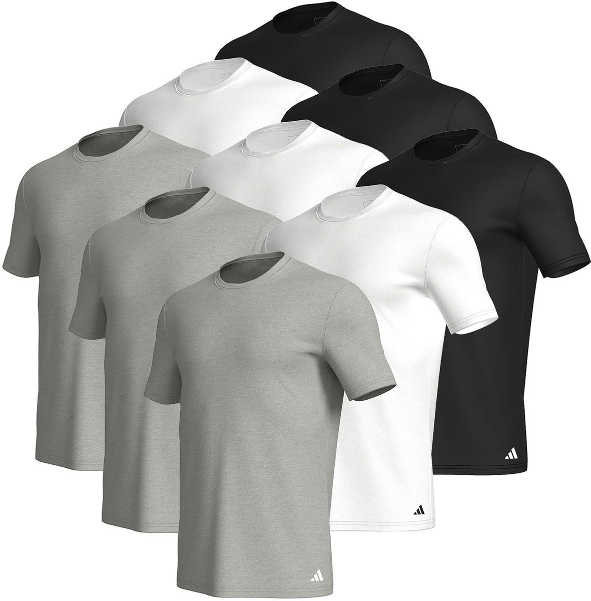 Set van 9 adidas T-shirts met ronde hals herenondershirt ronde hals katoen duurzaam Multicolor