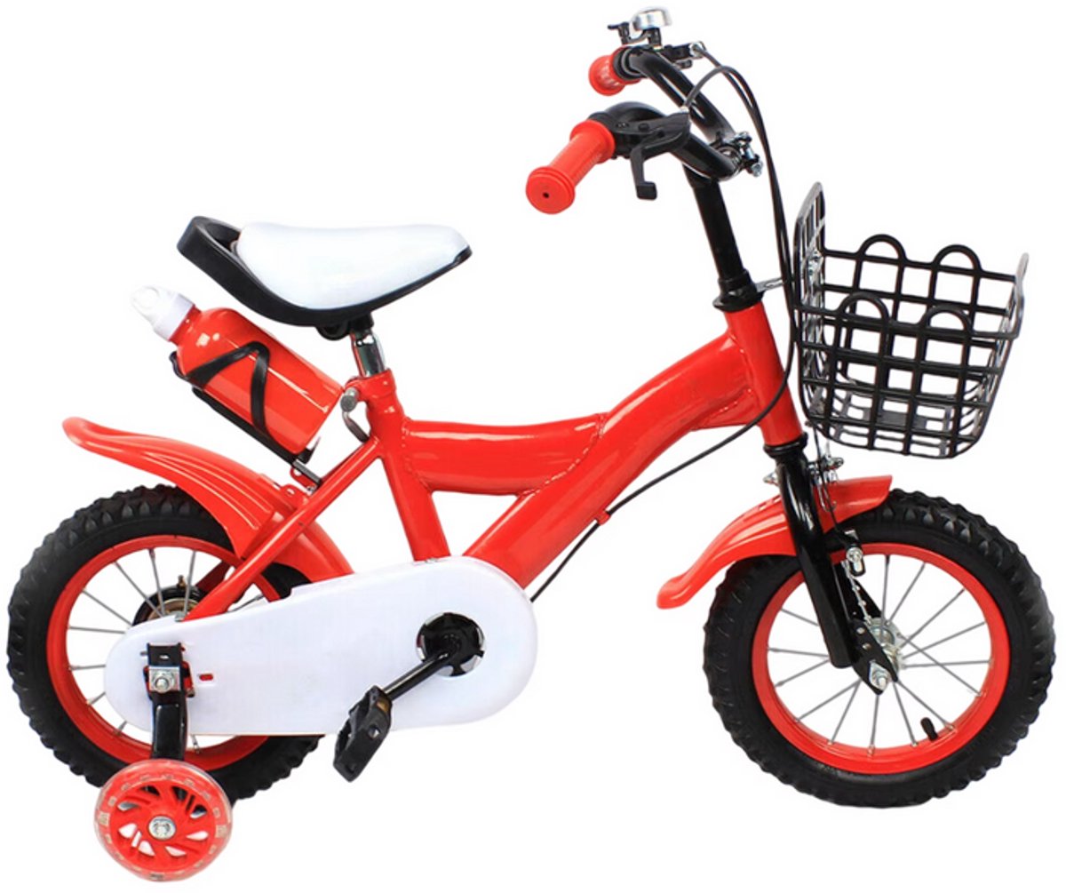 Kinderfiets - Kinderfietsen - Kinder Fiets - Kinderfiets 12 Inch - Voor Meisjes en Jongens - met Zijwieltjes - Geschikt Vanaf 2 Jaar - Rood