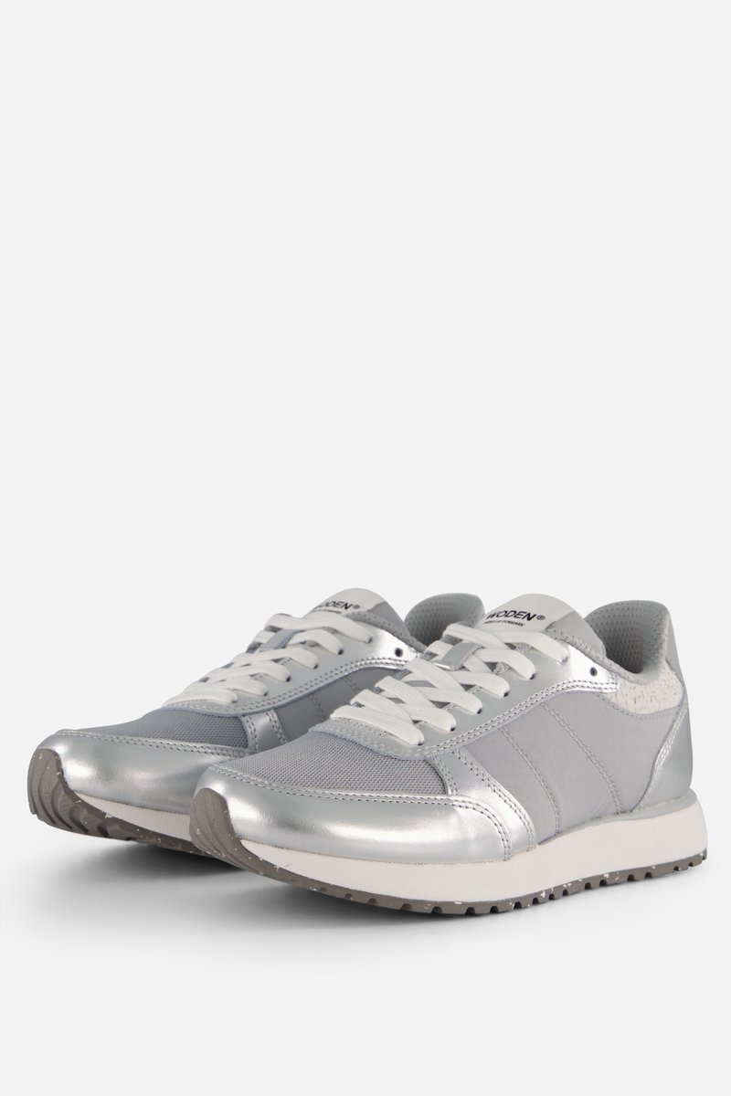 Woden Ronja Metallic Sneakers zilver Leer - Maat 39