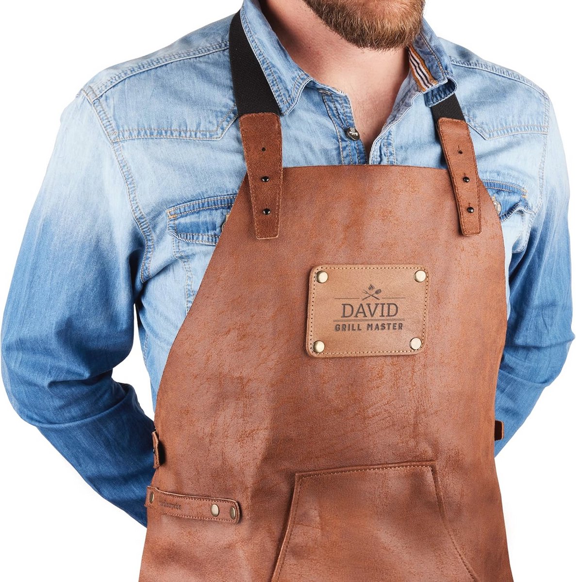 Gepersonaliseerd leren schort voor grillen - perfect cadeau voor kookliefhebbers