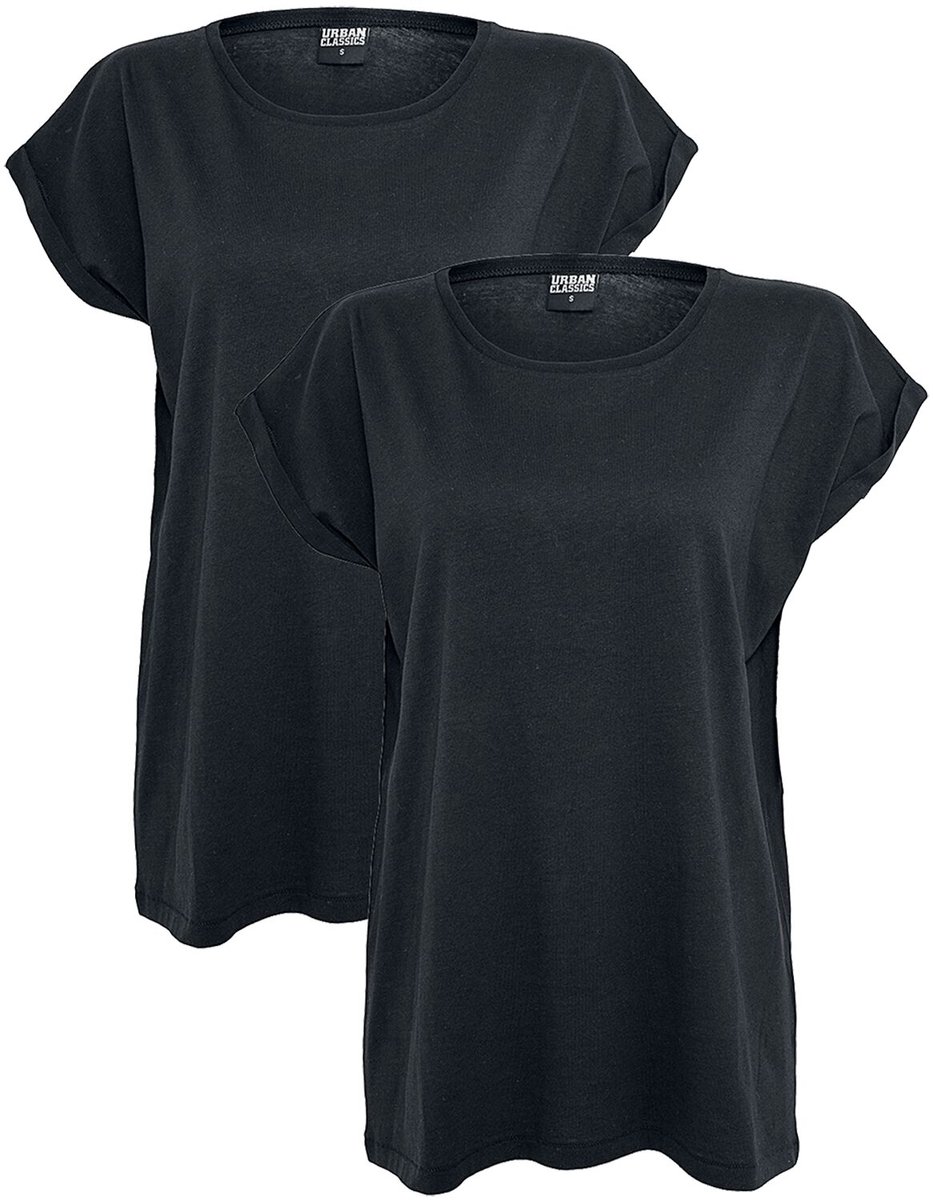 Urban Classics Extended Shoulder Tee 2 Pack Dames T-shirt – XS Zwart