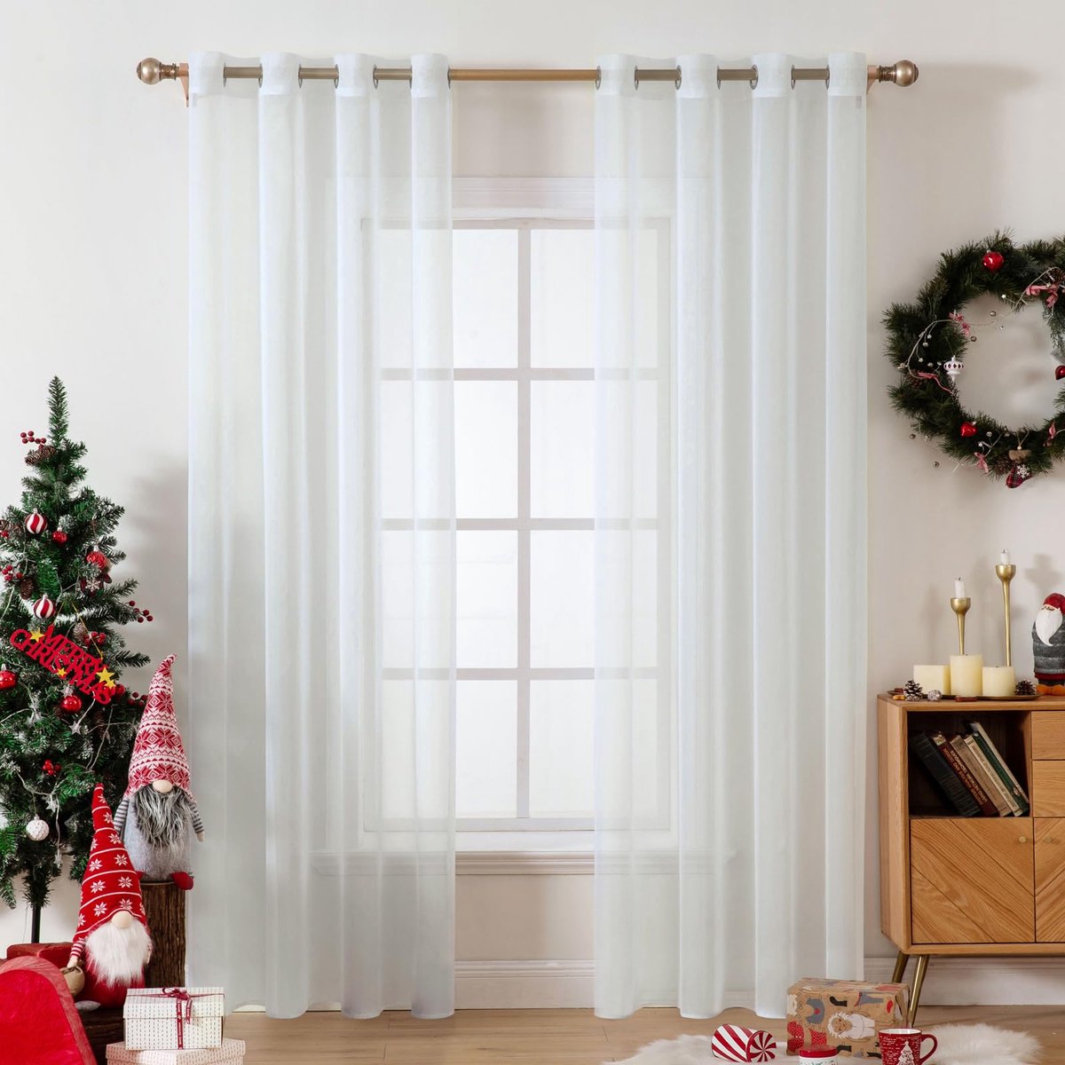 Unyqoos Transparante Luxe Gordijnen Set met Inslagringen voor Stijlvolle Raamdecoratie wit