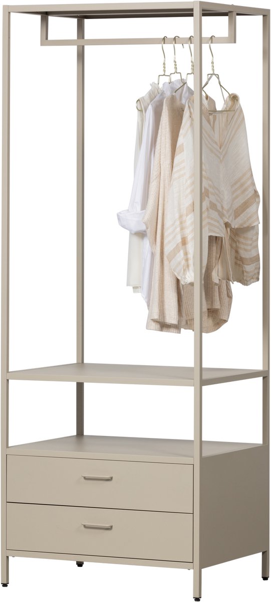 WOOOD Ferris Open Kledingkast 100 cm - Metaal - Zand - 185x70x54