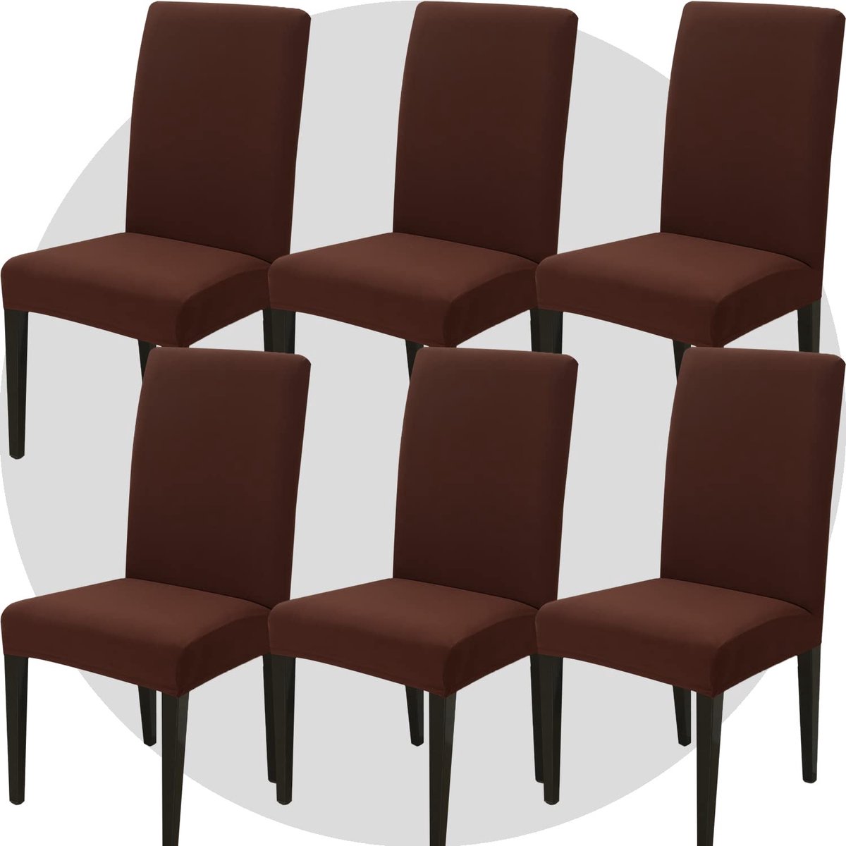 Ibenzoa® Elegante Stretchbare Stoelhoezen Set van 6 voor Eetkamer en Feestelijke Gebeurtenissen in Bruin