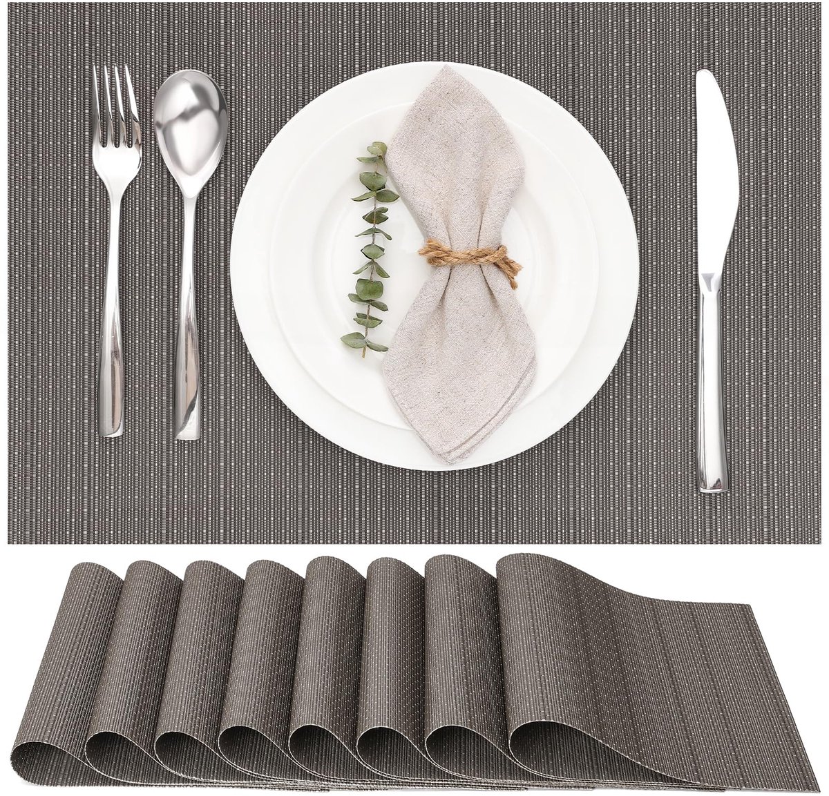 Ibenzoa® Stijlvolle en Praktische Wasbare Placemats Set van 8 voor Keuken en Eettafel