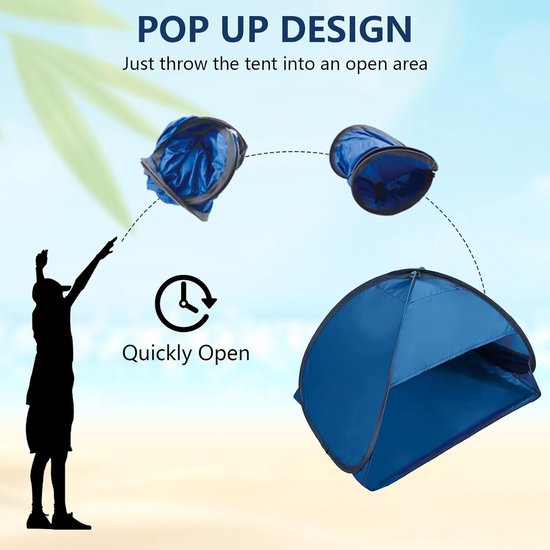 Pop-up strandtent, zonwerende tent, huisdierzonwerende tent, 1-pack mini strandtent, voor kamperen, picknicken, vissen en familie (L: 80*50*55cm) - blauw van Merkloos — afbeelding 5