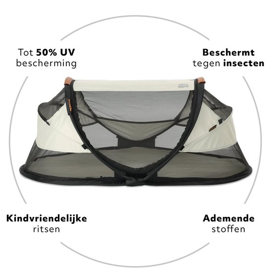 Deryan Baby Luxe Campingbedje - Inclusief zelfopblaasbare matras - Inclusief leren handvatten - Ivory van Deryan — afbeelding 2