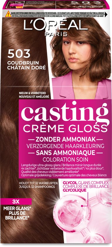 L’Oréal Paris Casting Crème Gloss - Châtain Doré 503 - Coloration Semi-Permanente - Sans Ammoniaque