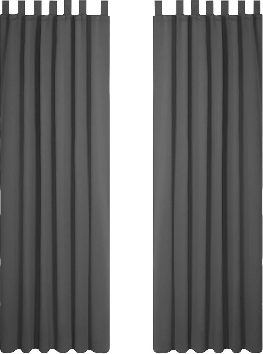 Ibenzoa Dubbele Verduisterende Gordijnen met Lussen - Premium Zwart en Grijs - 260x140cm donkergrijs