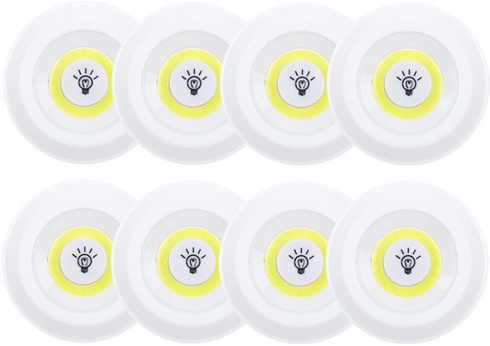 Foto: Home deco factory kastlampen rond set 8x dimmer led lampen wit d9 cm zelfklevend