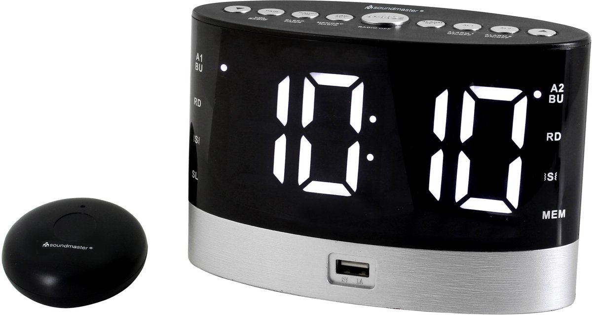 soundmaster UR580SW Radio alarm clock FM FM, USB Battery charger Black