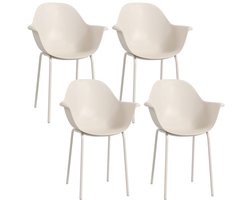 Tuinstoelset van 4 stapelbare stoelen met rugleuning en arml
