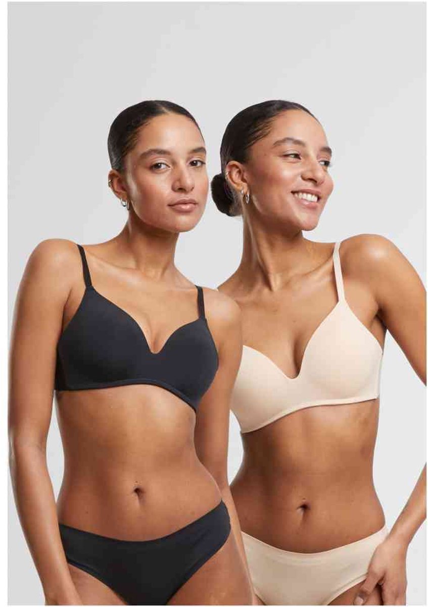 Urban Classics - Basic padded 2-Pack BH - 70B - Zwart/Beige