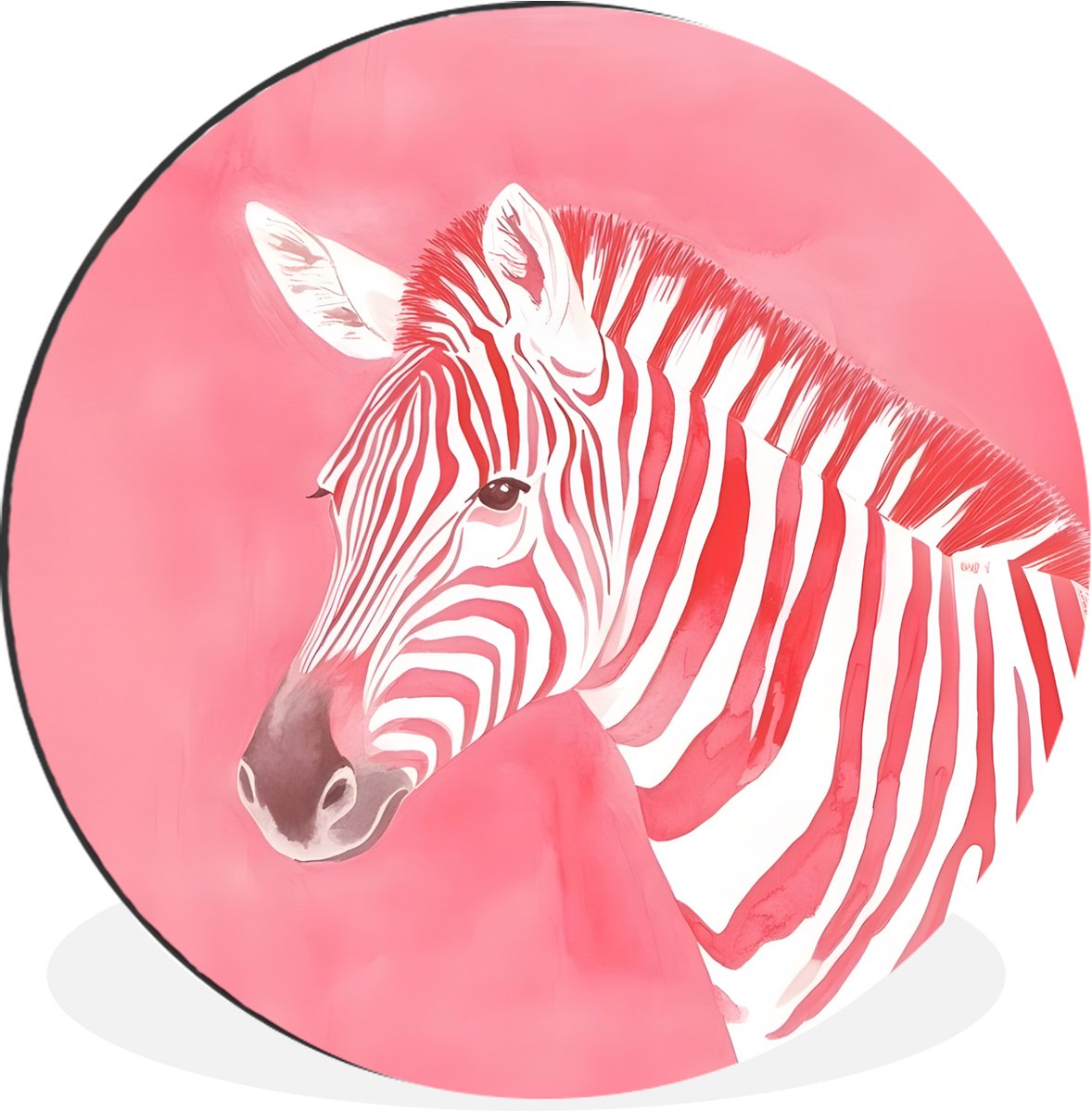 WallCircle - Wandcirkel - Muurcirkel - Zebra - Pink - Verf - Aluminium - Dibond - 90x90 cm - Binnen en Buiten