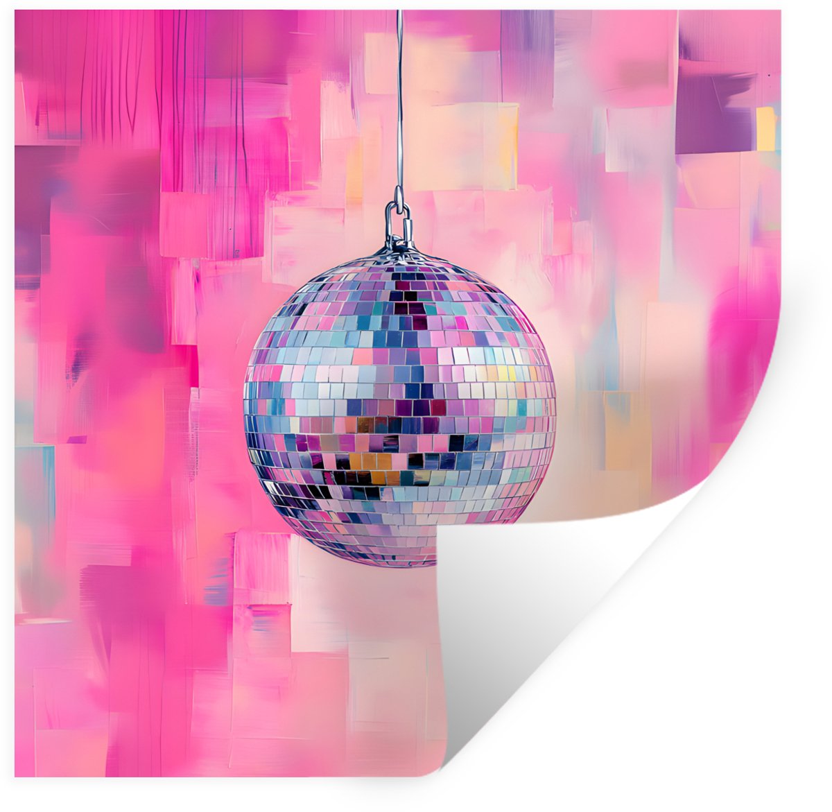 Muurstickers - Sticker Folie - Discobal - Pink - Verf - 120x120 cm - Plakfolie - Muurstick