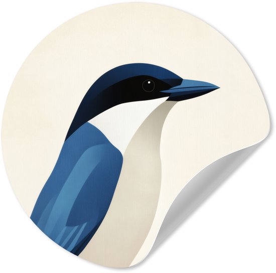 WallCircle® - Cercle mural 30x30 cm - Muurstickers Illustration - Bleu - Oiseau - Cercle mural salon - Cercle mural chambre à coucher - Décoration de chambre auto-adhésive - Accessoires de décoration murale