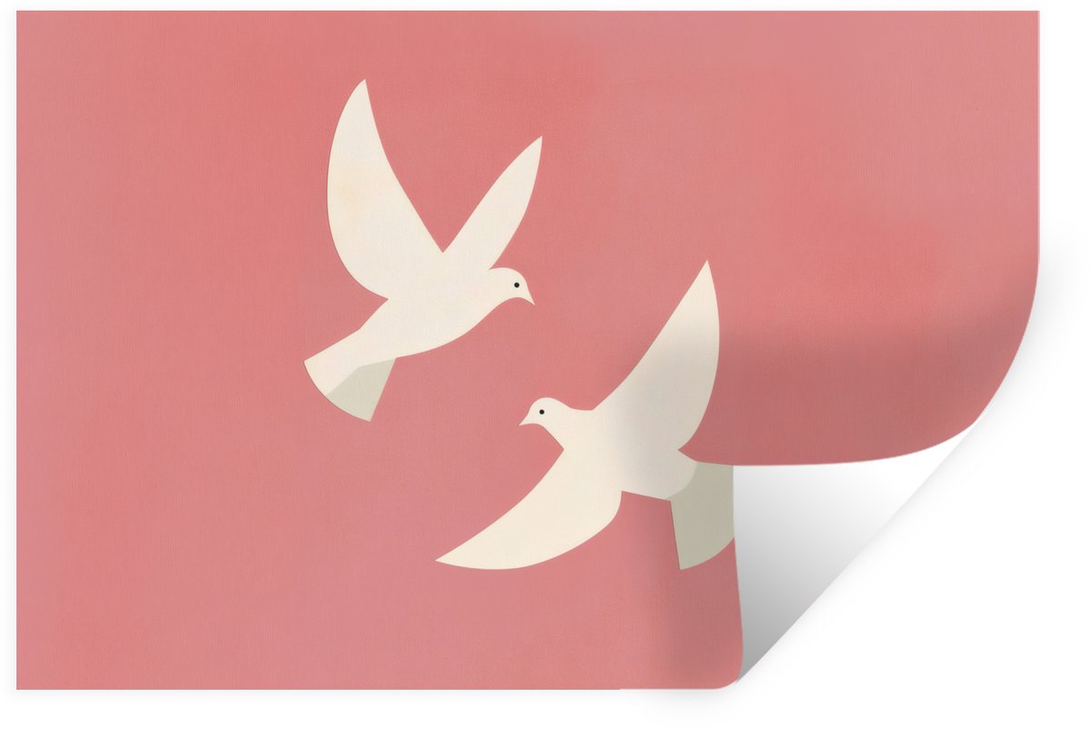 Muurstickers - Sticker Folie - Duiven - Wit - Sierlijk - 90x60 cm - Plakfolie - Muursticke